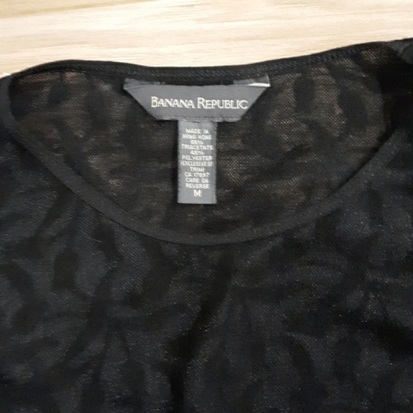 Banana Republic Black Lace Sheer Long Sleeve Top. - Picture 3 of 7